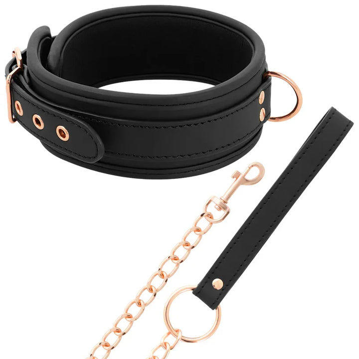 COQUETTE CHIC DESIRE - FANTASY COLLAR CUERO VEGANO CON CORREA Y FORRO DE NEOPRENO - Nuvica
