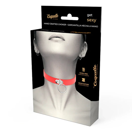 COQUETTE CHIC DESIRE - COLLAR CUERO VEGANO ROJO ACCESORIO WOMAN FETISH - Nuvica