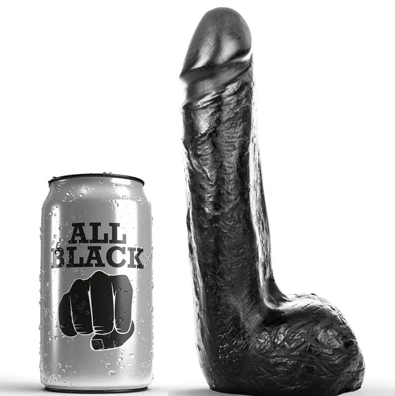 ALL BLACK - DILDO REALÍSTICO NEGRO SUAVE 20 CM - Nuvica