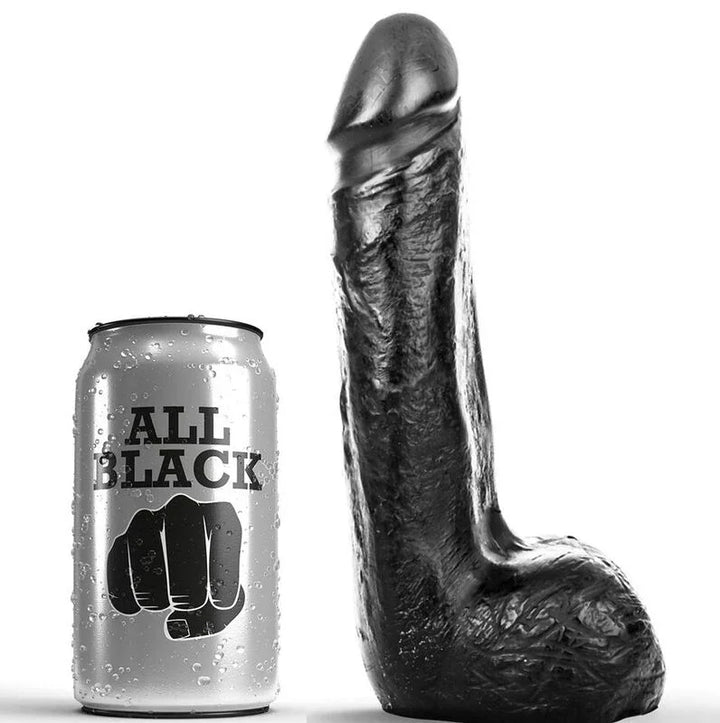 ALL BLACK - DILDO REALÍSTICO NEGRO SUAVE 20 CM - Nuvica