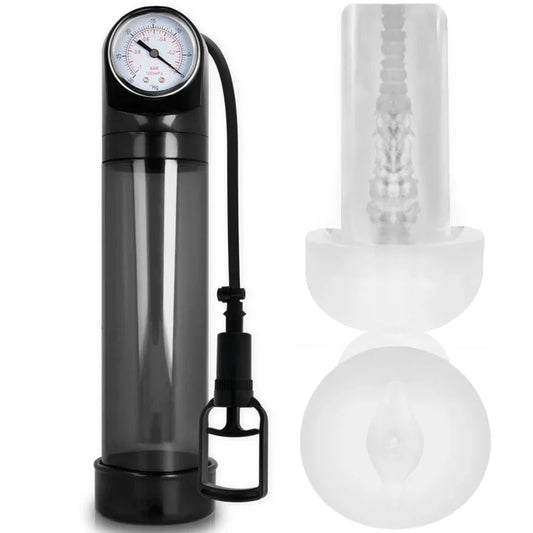 PUMP ADDICTED - BOMBA ERECCIÓN RX9 NEGRO CON MASTURBADOR - Nuvica
