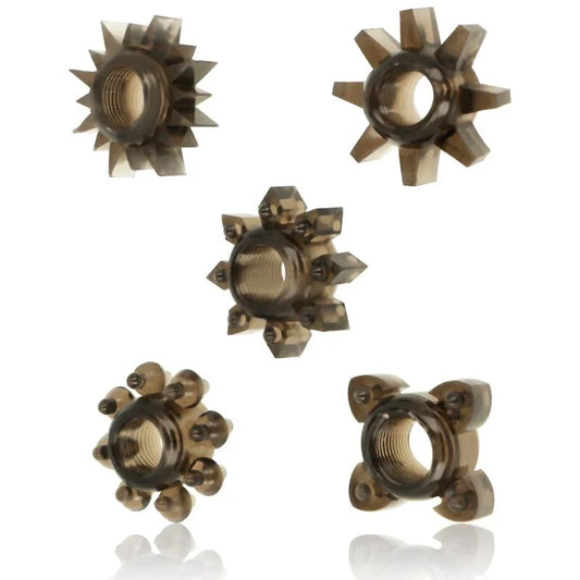 OHMAMA - SET 5 ANILLOS SILICONA TESTÍCULOS Y PENE - Nuvica