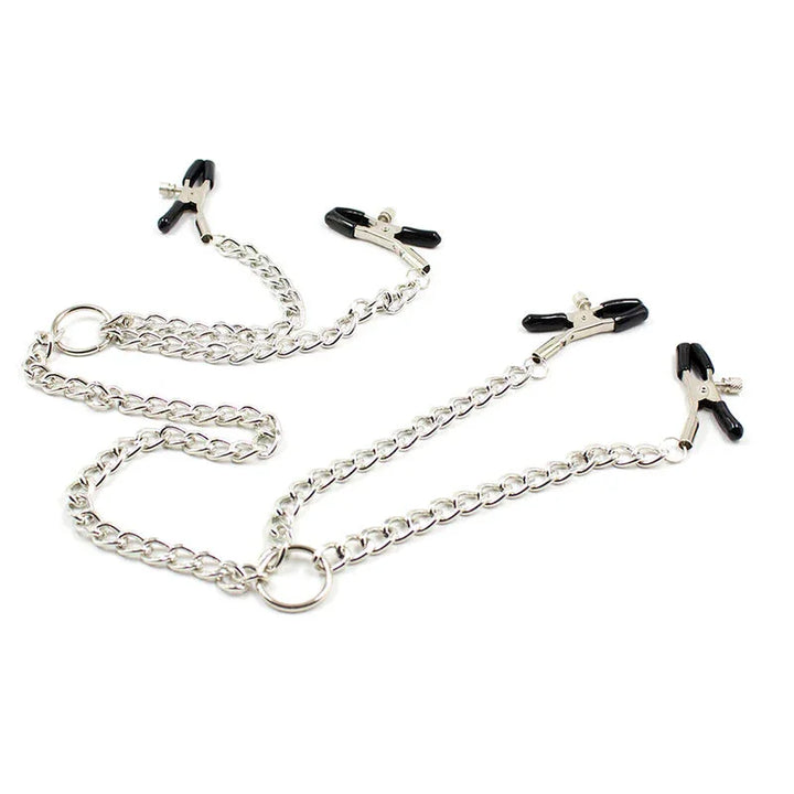 OHMAMA FETISH - 4 PINZAS PEZONES CON CADENAS - Nuvica