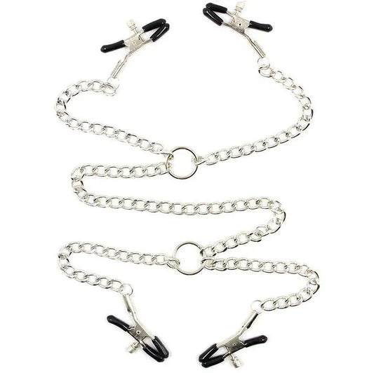 OHMAMA FETISH - 4 PINZAS PEZONES CON CADENAS - Nuvica