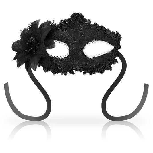OHMAMA - MASKS ANTIZAZ ESTILO VENECIANO FLOR LATERAL - NEGRA - Nuvica