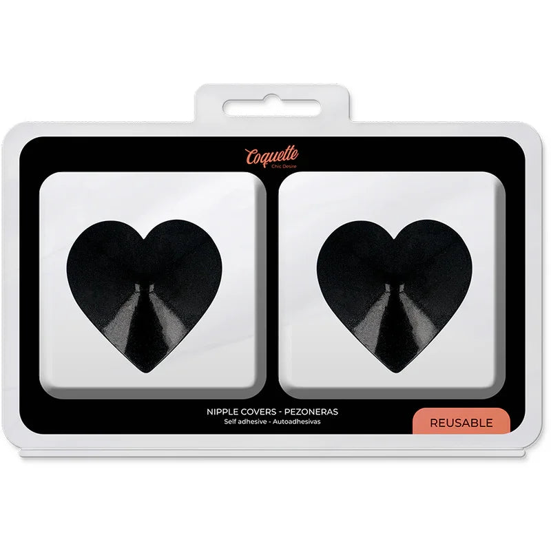 COQUETTE CHIC DESIRE - CUBRE PEZONES METAL CORAZONES NEGROS - Nuvica