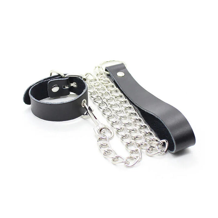 OHMAMA FETISH - COLLAR PARA PENE Y CORREA PIEL CON CADENA METALICA - Nuvica