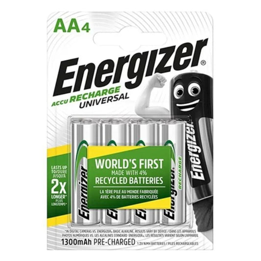 ENERGIZER - UNIVERSAL PILA RECARGABLE HR6 AA 1300mAh BLISTER*4 - Nuvica