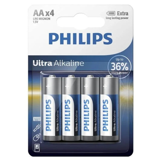 PHILIPS - ULTRA ALKALINE PILA AA LR6 BLISTER*4 - Nuvica