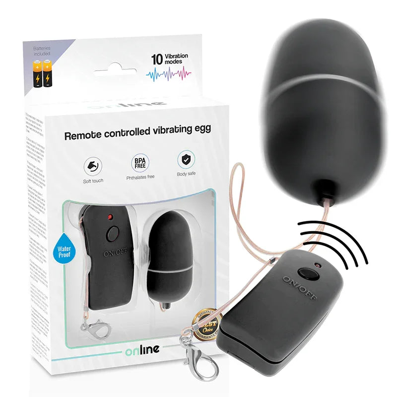 ONLINE - HUEVO VIBRADOR CON MANDO CONTROL REMOTO NEGRO - Nuvica