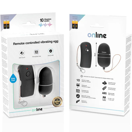 ONLINE - HUEVO VIBRADOR CON MANDO CONTROL REMOTO NEGRO - Nuvica