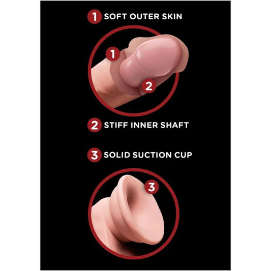 KING COCK - PLUS 3D DILDO SWINGING BALLS 15.2 CM NATURAL - Nuvica