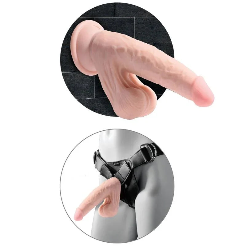 KING COCK - PLUS 3D DILDO SWINGING BALLS 15.2 CM NATURAL - Nuvica