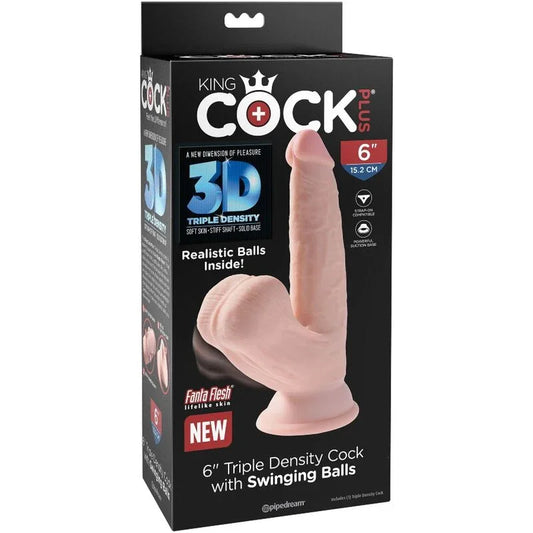 KING COCK - PLUS 3D DILDO SWINGING BALLS 12.7 CM - Nuvica