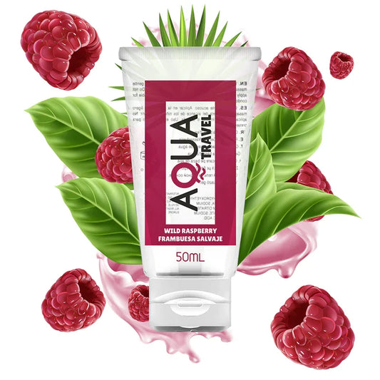 AQUA TRAVEL - LUBRICANTE BASE AGUA SABOR FRAMBUESA SALVAJE - 50 ML - Nuvica