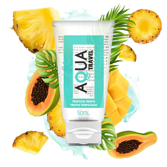 AQUA TRAVEL - LUBRICANTE BASE AGUA SABOR FRUTAS TROPICALES - 50 ML - Nuvica
