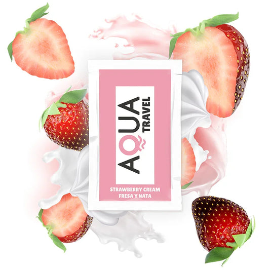 AQUA TRAVEL - LUBRICANTE BASE AGUA SABOR FRESA Y NATA 6 ML - Nuvica