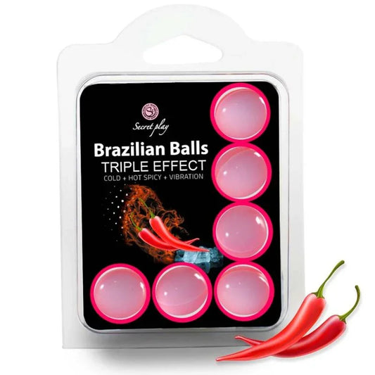 SECRETPLAY - SET 6 BRAZILIAN BALLS TRIPLE EFECTO - Nuvica