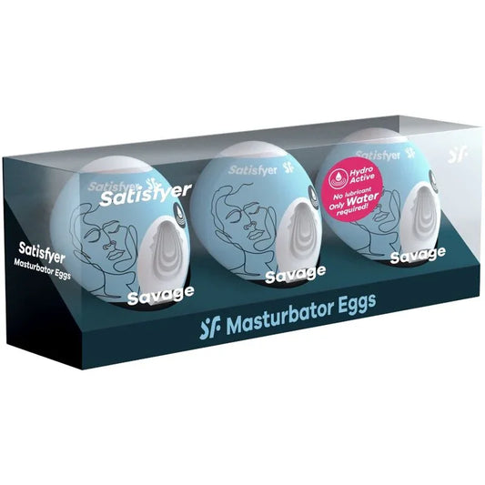 SATISFYER - 3 HUEVOS MASTURBADORES SAVAGE - Nuvica