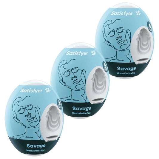 SATISFYER - 3 HUEVOS MASTURBADORES SAVAGE - Nuvica