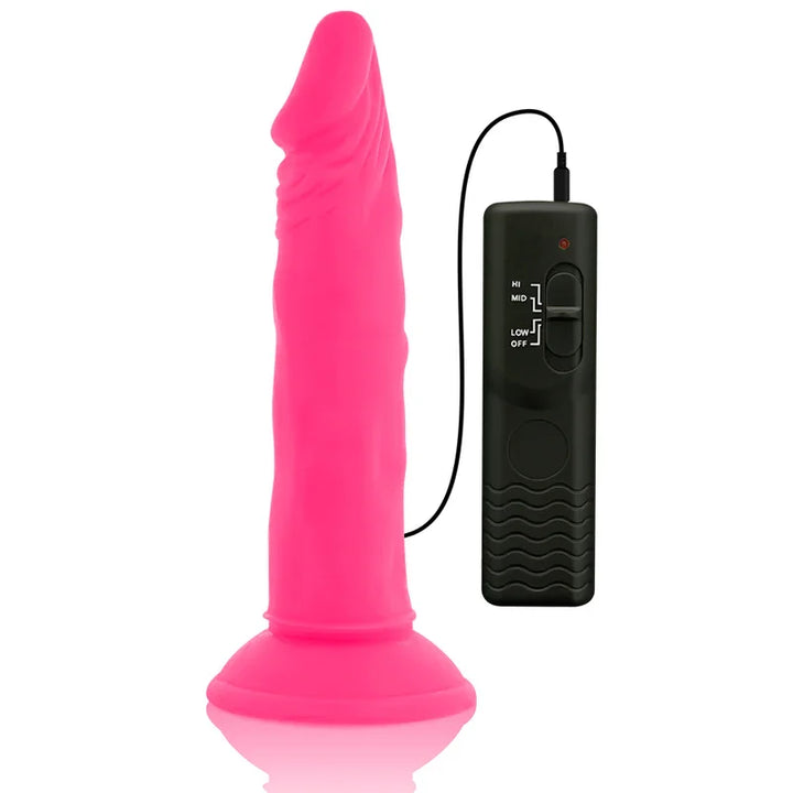 DIVERSIA - DILDO REALÍSTICO FLEXIBLE CON VIBRACIÓN ROSA 23 CM -O- 4.3 CM - Nuvica