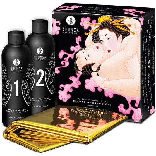 SHUNGA - GEL DE MASAJE ERÓTICO CUERPO A CUERPO ORIENTAL FRESAS Y CAVA - Nuvica