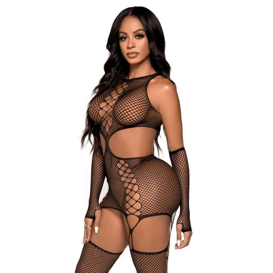 LEG AVENUE - VESTIDO CON LIGUERO Y GUANTES TALLA ÚNICA - Nuvica