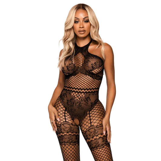 LEG AVENUE - BODYSTOCKING CUELLO HALTER TALLA ÚNICA - NEGRO - Nuvica