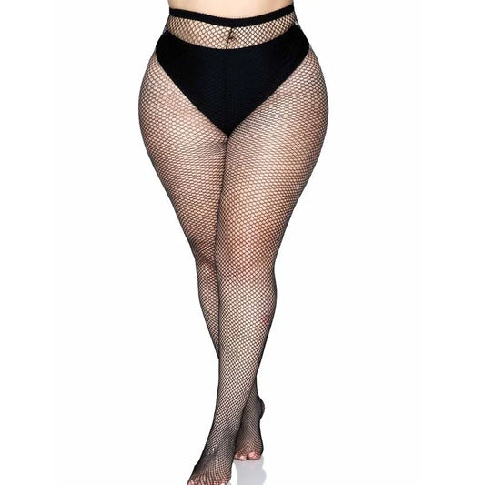 LEG AVENUE - MEDIAS EN RED NEGRO TALLA GRANDE - Nuvica