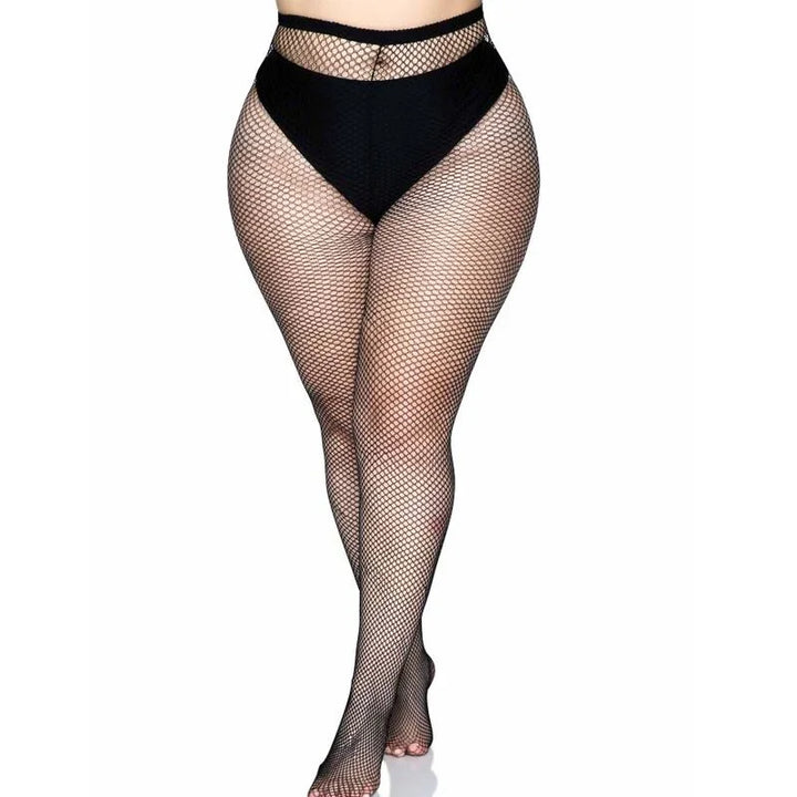 LEG AVENUE - MEDIAS EN RED NEGRO TALLA GRANDE - Nuvica
