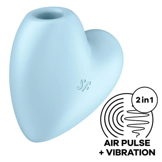 SATISFYER - CUTIE HEART ESTIMULADOR Y VIBRADOR AZUL - Nuvica