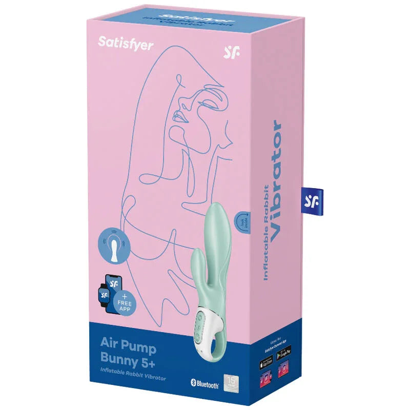 SATISFYER - AIR PUMP BUNNY 5+ VIBRADOR RABBIT INFLABLE APP VERDE - Nuvica