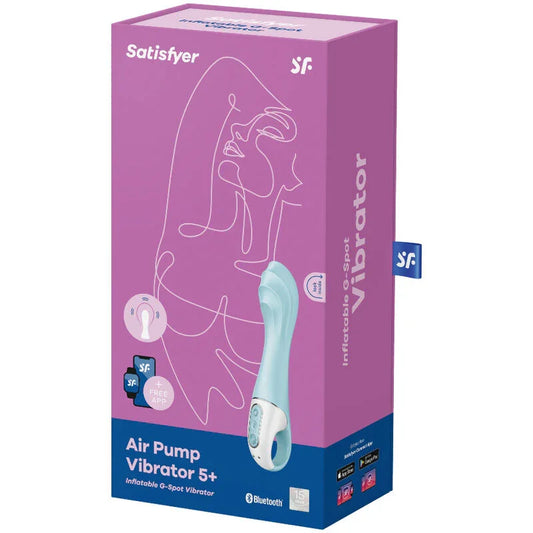 SATISFYER - AIR PUMP VIBRATOR 5+ VIBRADOR PUNTO G INFLABLE APP AZUL - Nuvica