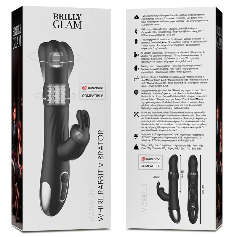 BRILLY GLAM - MOEBIUS RABBIT VIBRATOR & ROTATOR COMPATIBLE CON WATCHME WIRELESS TECHNOLOGY - Nuvica