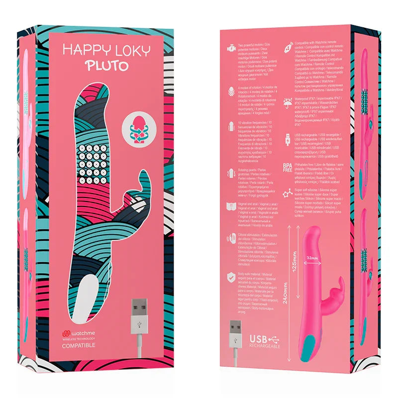 HAPPY LOKY - PLUTO RABBIT VIBRATOR & ROTATOR COMPATIBLE CON WATCHME WIRELESS TECHNOLOGY - Nuvica