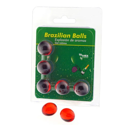 TALOKA - BRAZILIAN BALLS GEL ÍNTIMO FRESAS & CHAMPN 5 BOLAS - Nuvica