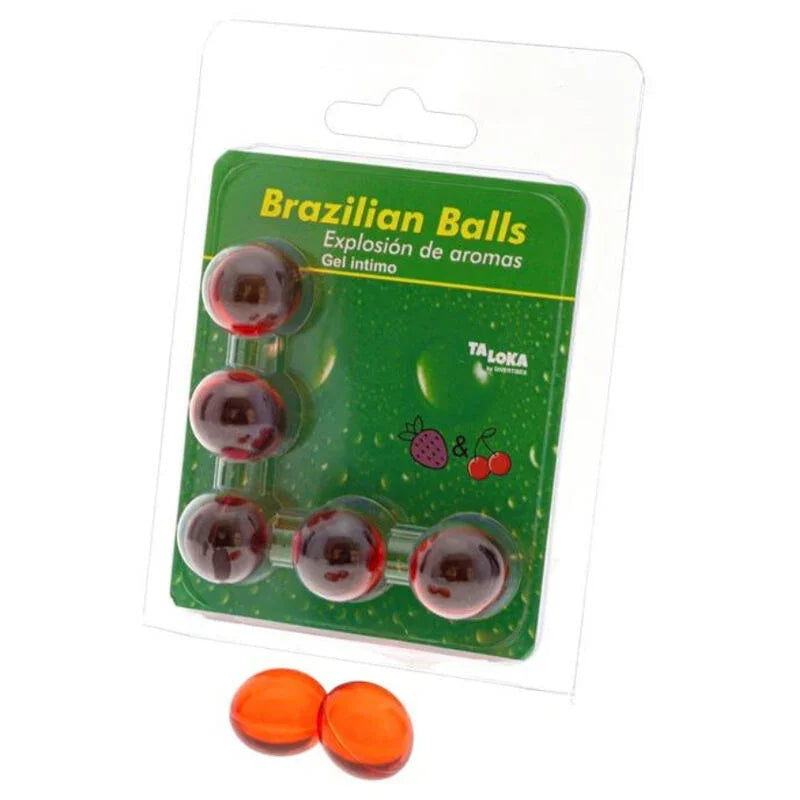 TALOKA - BRAZILIAN BALLS GEL ÍNTIMO FRESA & CEREZA 5 BOLAS - Nuvica