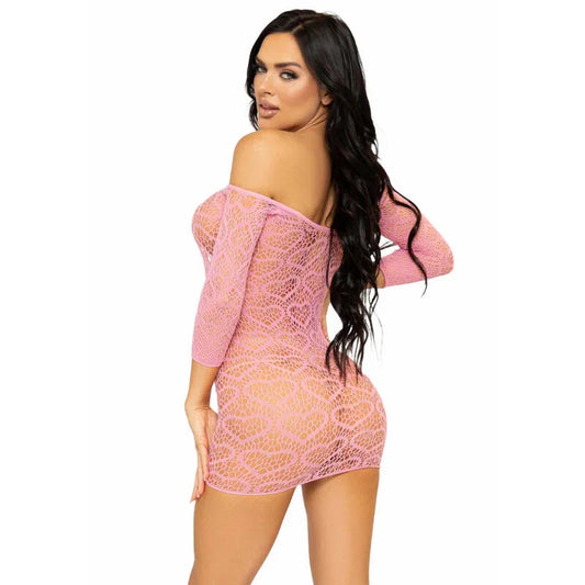 LEG AVENUE - MINI VESTIDO HEART NET TALLA ÚNICA - ROJO - Nuvica