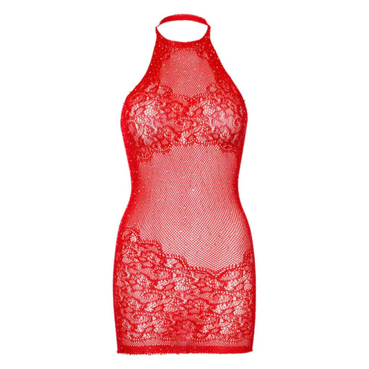 LEG AVENUE - MINI VESTIDO CON PEDRERÍA TALLA ÚNICA - ROJO - Nuvica