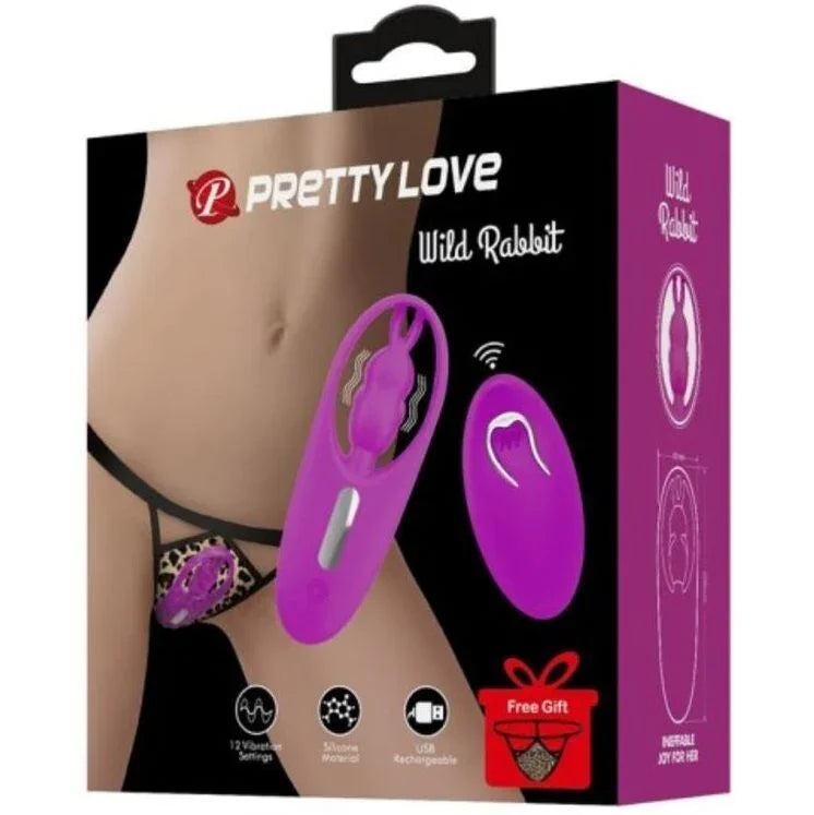 PRETTY LOVE - WILD RABBIT ESTIMULADOR PARA BRAGUITA CON CONTROL REMOTO LILA - Nuvica