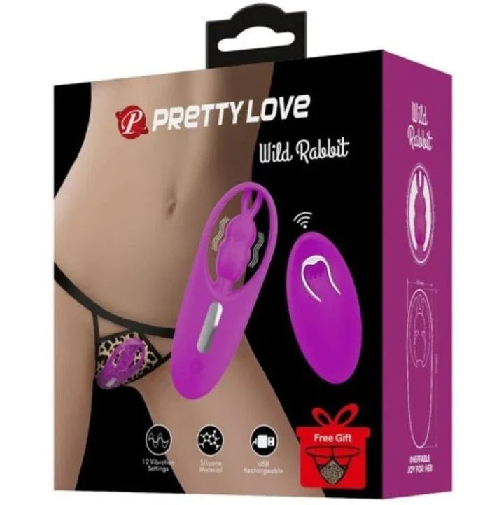 PRETTY LOVE - WILD RABBIT ESTIMULADOR PARA BRAGUITA CON CONTROL REMOTO LILA - Nuvica