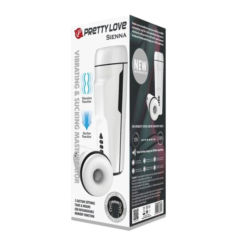 PRETTY LOVE - SIENNA MASTURBADOR MASCULINO CON VIBRACIÓN. VOZ Y ONDAS ESTIMULADORAS - Nuvica