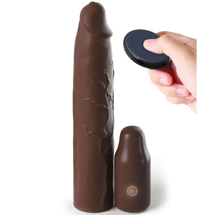 FANTASY X- TENSIONS - PIPEDREAMS SLEEVE 22,86 CM + 7,62 CM PLUG REMOTE BROWN - Nuvica