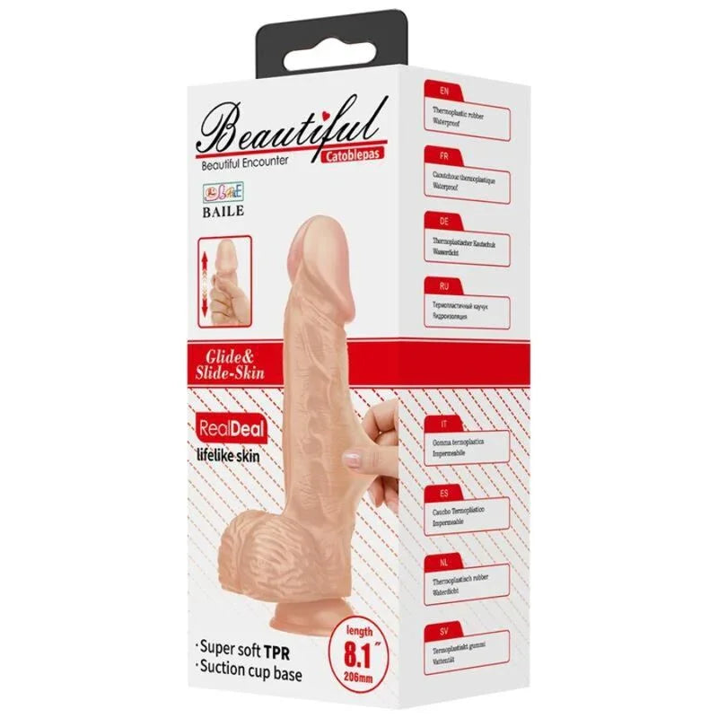 BAILE - BEAUTIFUL ENCOUNTER CATOBLEPAS DILDO REALÍSTICO FLEXIBLE 20.6 CM NATURAL - Nuvica