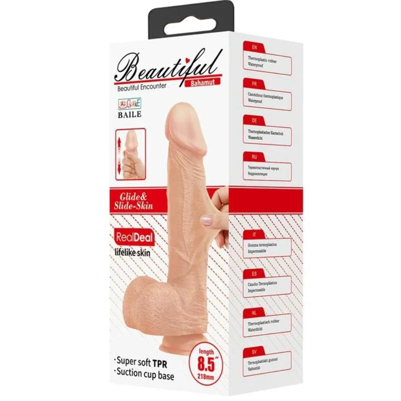BAILE - BEAUTIFUL ENCOUNTER BAHAMUT DILDO REALÍSTICO FLEXIBLE 21.8 CM NATURAL - Nuvica