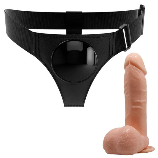 PRETTY LOVE - HARNESS BRIEFS ARNÉS UNIVERSAL CON DILDO TOM 20 CM NATURAL - Nuvica