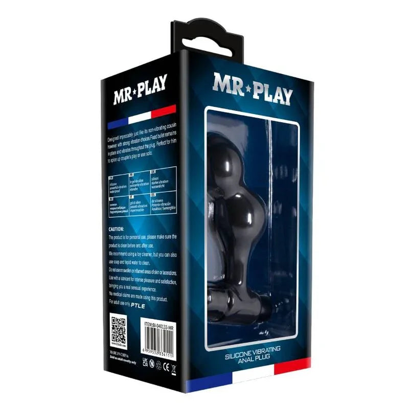 MR PLAY - PLUG ANAL VIBRADOR DE SILICONA NEGRO - Nuvica