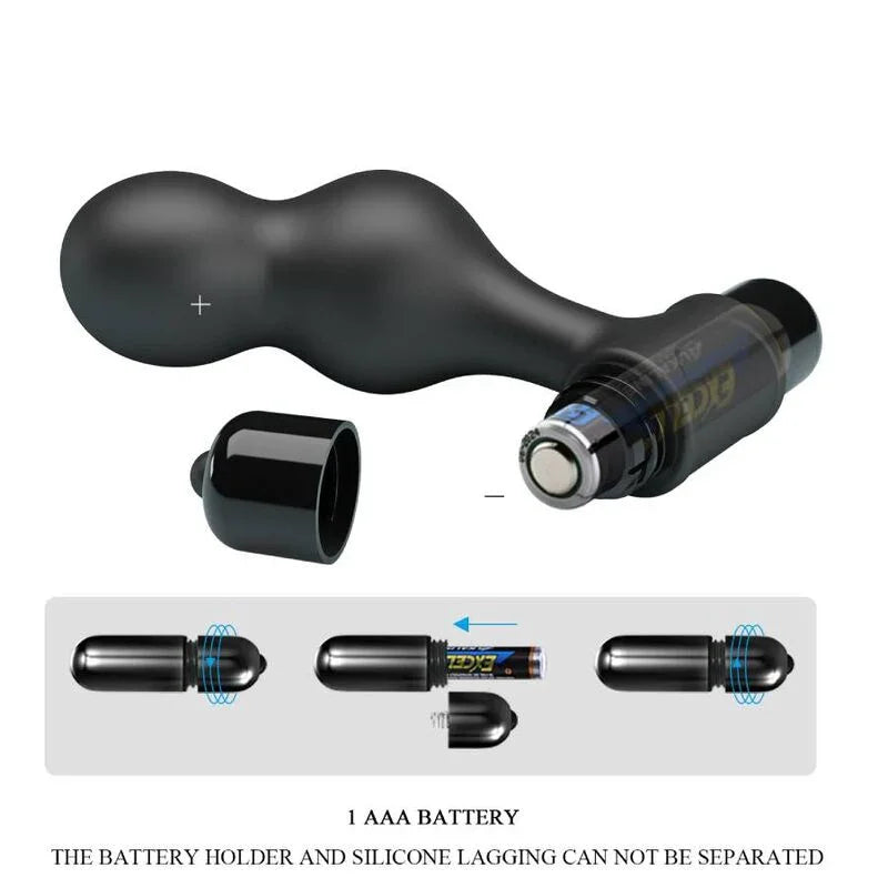 MR PLAY - PLUG ANAL VIBRADOR DE SILICONA NEGRO - Nuvica