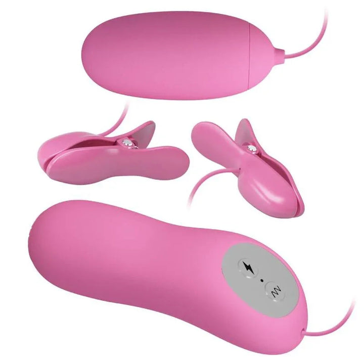 PRETTY LOVE - PINZAS CON VIBRACIÓN Y ELETROSHOCK ROSA - Nuvica