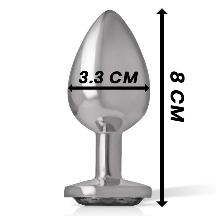 INTENSE - PLUG ANAL METAL ALUMINIO CON CRISTAL NEGRO TALLA M - Nuvica